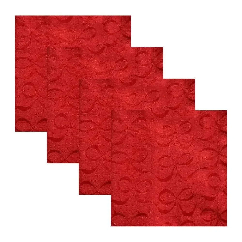 Kate Spade Red Napkins Set of 4 All Wrapped Up Holiday Christmas Bows Valentine